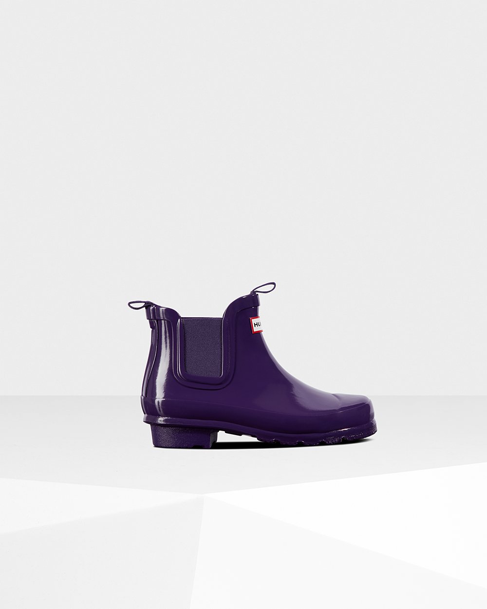 Bottes Chelsea Hunter Original Grands Gloss Enfant Bleu Violette JGCTMIN-83